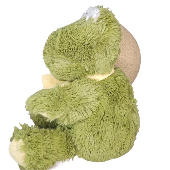 Animal Adventure‎ Green Frog Plush Stuffed Animal Yellow Gingham Bow 11" 2012 - Picture 3 of 10